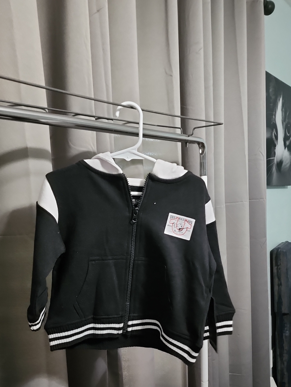 True Religion Black and White Zip Hoodie for Kids